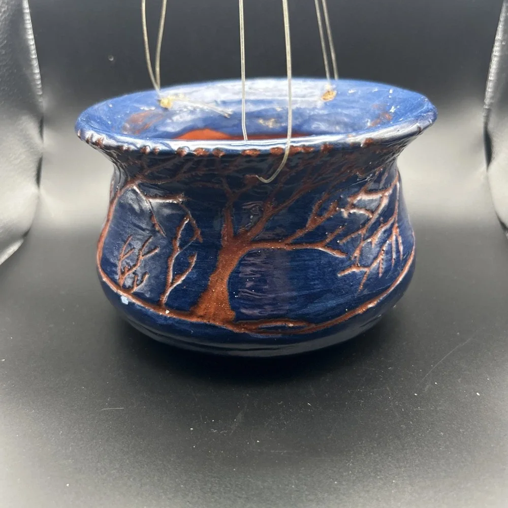 VTG Handmade Hanging Pottery Pot Planter 3 1/2